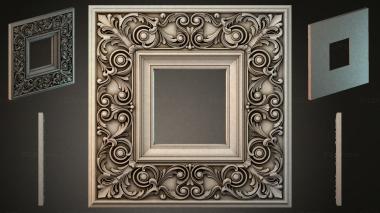 Round decor, rosettes Square frame with scrolls and spirals 3d model