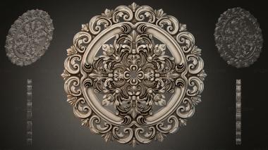 Round decor, rosettes Round twisted rosette with acanthus and scrolls 3d model