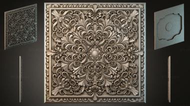 Round decor, rosettes Square panel with grapevine and central rosette 3d model