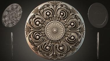 Round decor, rosettes Round rosette with volutes and a central medallion 3d model