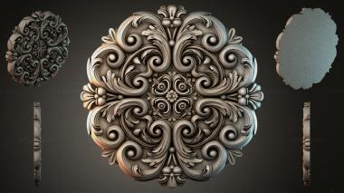 Round decor, rosettes Cartouche with acanthus and spiral volutes 3d model