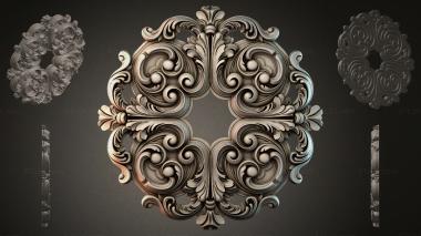 Round decor, rosettes Cartouche with volutes and palmettes 3d model