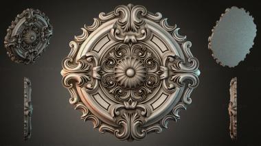 Round decor, rosettes Round rosette with foliate ornament and volutes 3d model