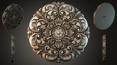 Round decor, rosettes Round rosette with acanthus scrolls and a central flower 3d model
