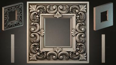 Round decor, rosettes Square frame with volutes and acanthus leaves 3d model