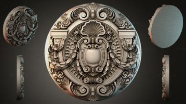 Round decor, rosettes Round medallion with an oval shield and spiral scrolls 3d model