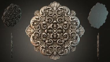 Round decor, rosettes Ceiling rosette with swirls and floral motifs 3d model