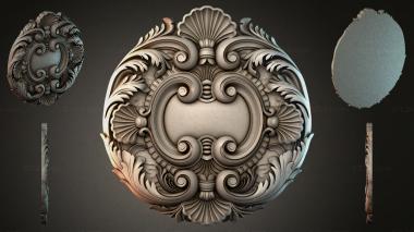 Round decor, rosettes Round medallion with volutes and shells 3d model