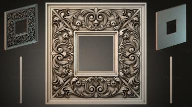 Round decor, rosettes Square frame with acanthus scrolls and rosettes 3d model