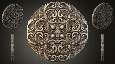 Round decor, rosettes Ornate rosette with volutes and balls 3d model