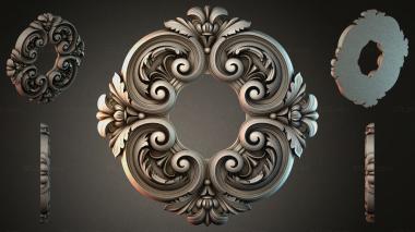 Round decor, rosettes Cartouche with volutes and leaves in the Rococo style 3d model