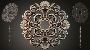 Round decor, rosettes Acanthus cartouche with volutes and shells 3d model