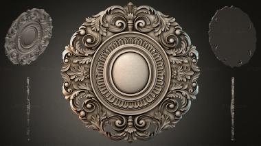 Round decor, rosettes Round rosette with swirls and floral motifs 3d model