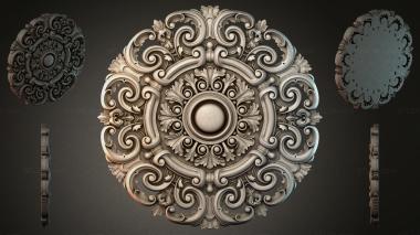 Round decor, rosettes Ceiling rosette with volutes and palmettes 3d model