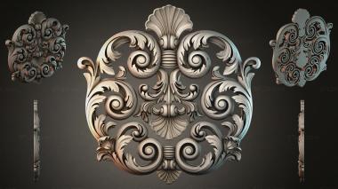 Round decor, rosettes Baroque rosette with volutes and palmettes 3d model