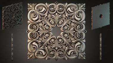 Round decor, rosettes Square panel with volutes and spiral rosettes 3d model