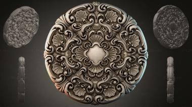 Round decor, rosettes Round baroque medallion with scrolls and shells 3d model