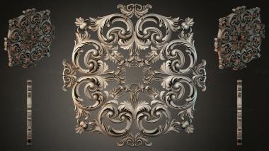 Round decor, rosettes Ornamental panel with acanthus and volutes 3d model