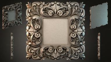 Round decor, rosettes Square frame with acanthus and volutes 3d model