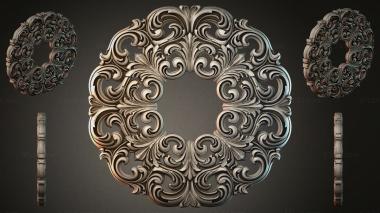 Round decor, rosettes Square rosette with volutes 3d model