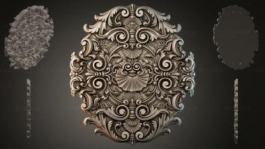 Round decor, rosettes Carved cartouche with scrolls and shells 3d model