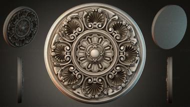 Round decor, rosettes Ceiling rose with acanthus scrolls and a central rosette 3d model