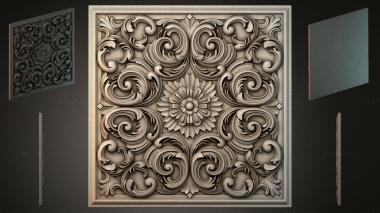 Round decor, rosettes Panel with acanthus scrolls and a central flower 3d model