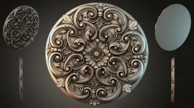 Round decor, rosettes Round rosette with volutes and floral ornament 3d model