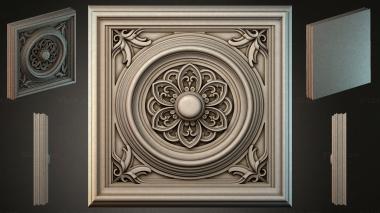 Round decor, rosettes Coffered chandelier with a floral medallion and acanthus scrolls 3d model
