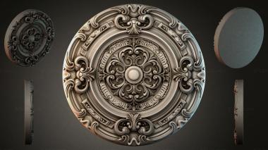 Round decor, rosettes Medallion with scrolls and a central rosette ornament 3d model