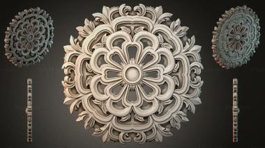 Round decor, rosettes Square rosette with multi-layered petals and a spiral center 3d model
