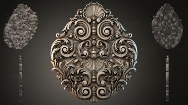 Round decor, rosettes Baroque decorative cartouche with double volutes and a shell 3d model