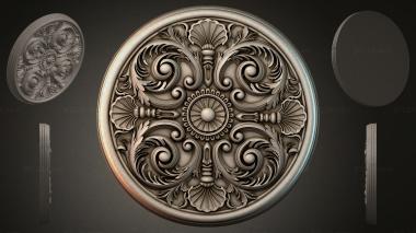 Round decor, rosettes Round rosette with volutes and a central medallion 3d model