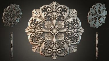 Round decor, rosettes Square rosette with scrolls and shells 3d model