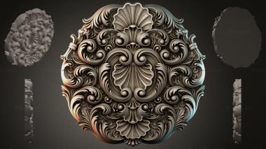 Round decor, rosettes Round rosette with acanthus and volutes 3d model