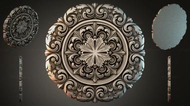 Round decor, rosettes Square rosette with volutes and a central cross 3d model