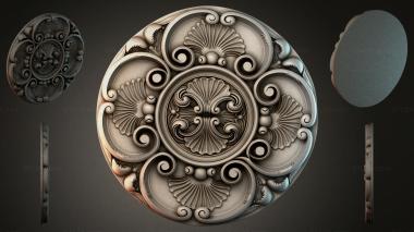 Round decor, rosettes Round rosette with volutes and shells 3d model