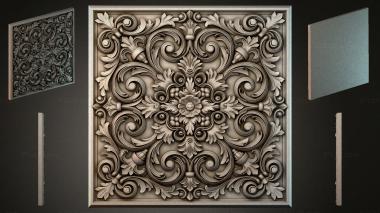 Round decor, rosettes Panel with volutes and a central flower 3d model
