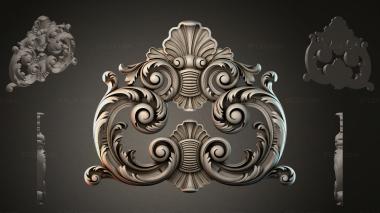 Round decor, rosettes Cartouche with volutes and fan shells 3d model