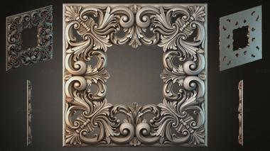Round decor, rosettes Square frame with volutes and palmettes 3d model