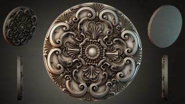 Round decor, rosettes Round rosette with grape scrolls and a central medallion 3d model