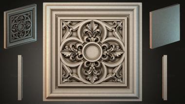 Round decor, rosettes Square cassette with a central rosette and acanthus scrolls 3d model