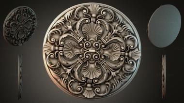 Round decor, rosettes Round medallion with volutes and shells 3d model