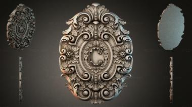 Round decor, rosettes Oval cartouche with the letter G and volutes 3d model