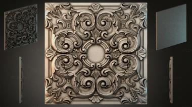Round decor, rosettes Square panel with symmetrical spiral curls and a central circle 3d model