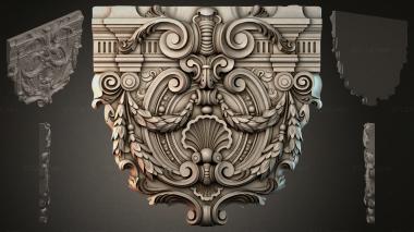 Round decor, rosettes Bracket with scrolls and a shell 3d model