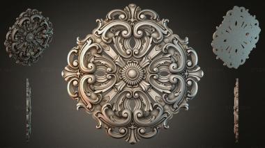 Round decor, rosettes Relief rosette with grape scrolls and a central medallion 3d model