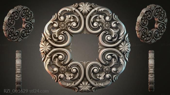 Architectural ornament with swirls and floral motifs 3d STL model