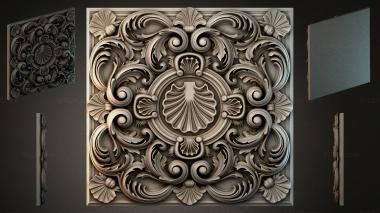 Round decor, rosettes Panel with volutes and central sink 3d model