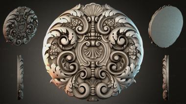 Round decor, rosettes Cartouche with acanthus and baroque volutes 3d model